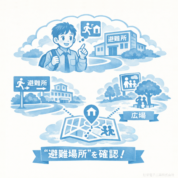 避難所の場所を確認、防災