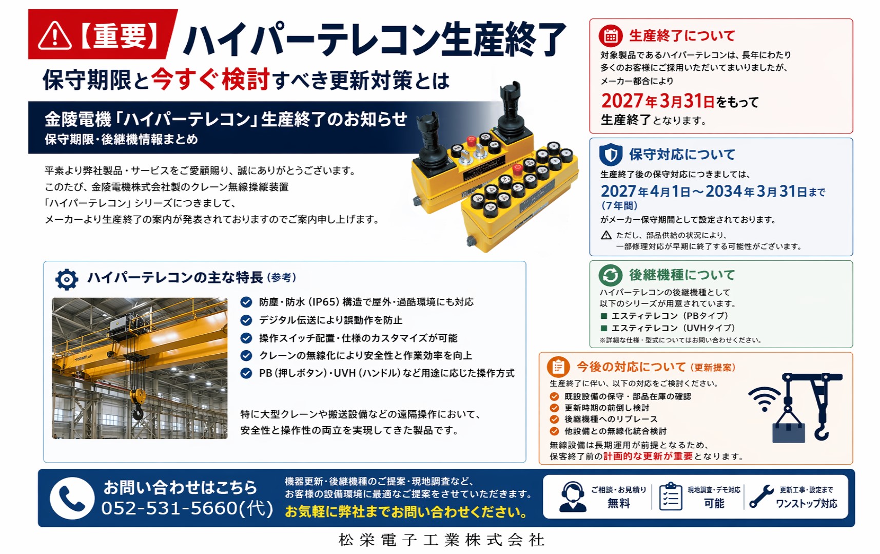 ハイパーテレコン生産終了、金陵電機、無線操縦装置、UVH、PB