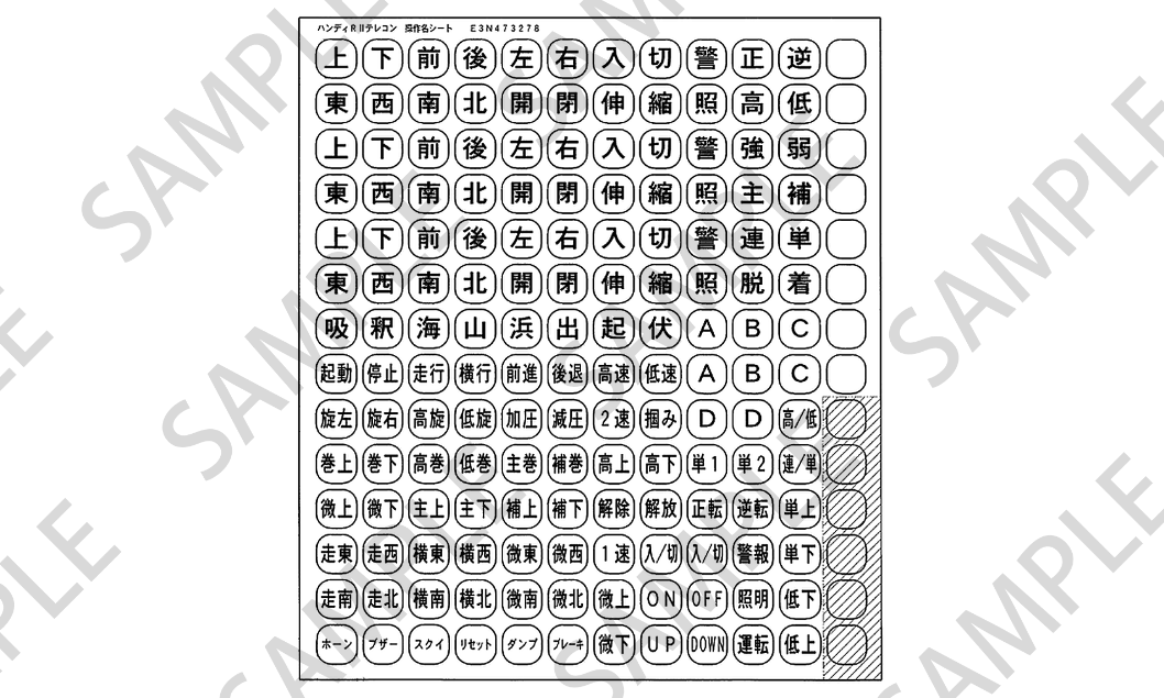 操作名シート、ハンディRⅡ用オプション品、保守部品、消耗品