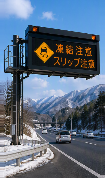 道路監視システム、防災減災、LED情報表示板