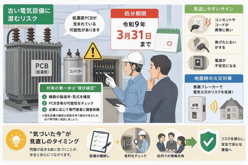 低濃度PCB、電気設備、見直し、点検、社内で共有